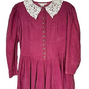 All Week Long Corduroy Dress Cranberry Pink Size 4 Cottagecore prairie Maxi